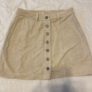 Tan Corduroy button up mini skirt